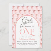 Invitation Coquette Pink Bow Girl 1er anniversaire (Devant)