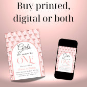 Invitation Coquette Pink Bow Girl 1er anniversaire