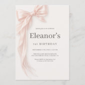 Invitation Coquette Pink Bow Girl's 1st Birthday (Devant)