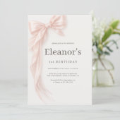 Invitation Coquette Pink Bow Girl's 1st Birthday (Debout devant)