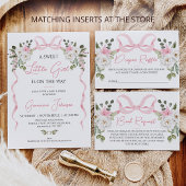 Invitation Coquette Pink Bow Girls Hiver Baby shower Floral