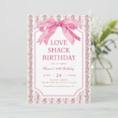 Invitation Coquette Pink Bow Love Shack Anniversaire (Debout devant)