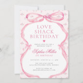 Invitation Coquette Pink Bow Love Shack Anniversaire (Devant)