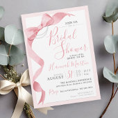Invitation Coquette Pink Bow & Pearl Fête des mariées moderne