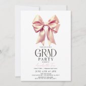 Invitation Coquette Pink Bow Ribbon Party de graduation (Devant)