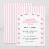 Invitation Coquette Pink Bow Second Birthday Party (Devant / Derrière)
