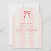 Invitation Coquette Pink Bow & Stripes Bat Mitzvah (Devant)
