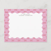 Invitation Coquette Pink Bow Wavy Border  Note card (Devant)