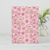 Invitation Coquette Pink Teddy Bear Seamless Pattern (Debout devant)