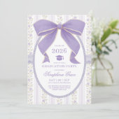 Invitation Coquette Purple Bow Shabby Chic Graduation Party (Debout devant)