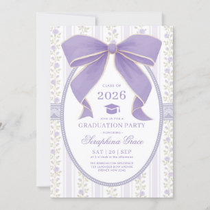 Invitation Coquette Purple Bow Shabby Chic Graduation Party