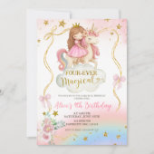 Invitation Coquette Rainbow Pastel Unicorn Magical Birthday (Devant)