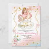 Invitation Coquette Rainbow Pastel Unicorn TWO Magical Birthd (Devant)