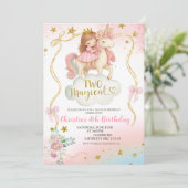 Invitation Coquette Rainbow Pastel Unicorn TWO Magical Birthd (Debout devant)