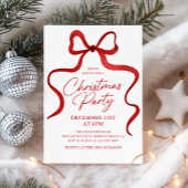 Invitation Coquette Red Bow Classic Holiday Christmas Party