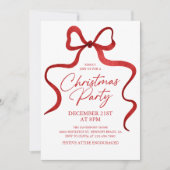 Invitation Coquette Red Bow Classic Holiday Christmas Party (Devant)