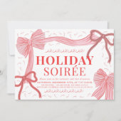 Invitation Coquette Red & Pink Bows Noël Soirée de Noël (Devant)