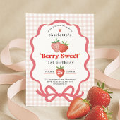 Invitation Coquette Red Strawberry Berry First 1st Birthday