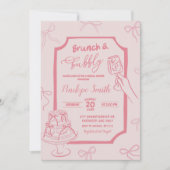 Invitation Coquette rose à main Brunch et Bubbly (Devant)