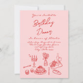 Invitation Coquette rose à main Fun Photo Anniversaire Dîner (Devant)