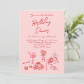 Invitation Coquette rose à main Fun Photo Anniversaire Dîner (Debout devant)