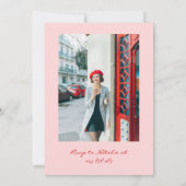 Invitation Coquette rose à main Fun Photo Anniversaire Dîner (Dos)