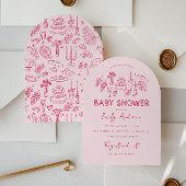 Invitation Coquette rose baby shower à main moderne