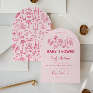 Invitation Coquette rose baby shower à main moderne