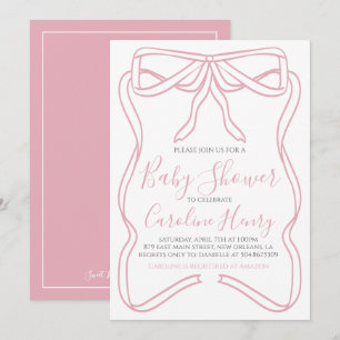 Invitation Coquette rose Baby shower de la fille de la cornei