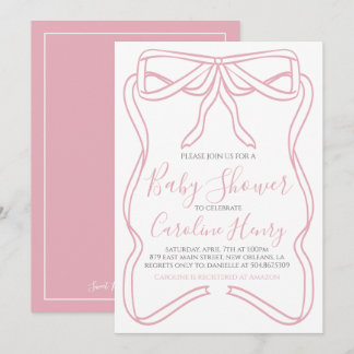 Invitation Coquette rose Baby shower de la fille de la cornei
