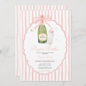 Invitation Coquette rose Bouteilles Poppin Couples Baby showe (Devant / Derrière)