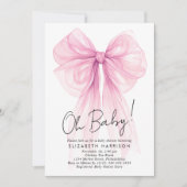 Invitation Coquette rose Bow Aquarelle bébé fille douche (Devant)