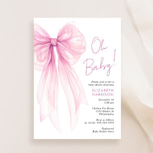 Invitation Coquette rose Bow Aquarelle bébé fille douche