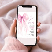 Invitation Coquette rose Bow Aquarelle bébé fille douche