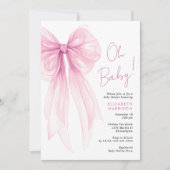 Invitation Coquette rose Bow Aquarelle bébé fille douche (Devant)