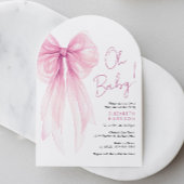 Invitation Coquette rose Bow Aquarelle Bébé Fille Douche Arc