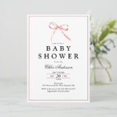 Invitation Coquette Rose Bow Baby Girl Douche (Debout devant)