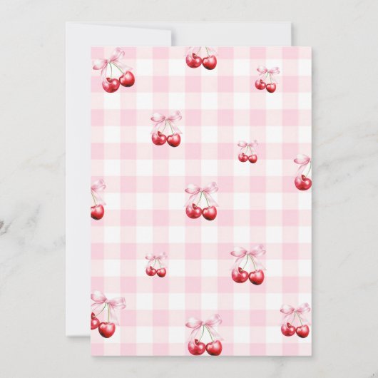 Invitation Coquette Rose Bow Cerise Première fête d'anniversa (Dos)