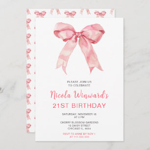 Invitation Coquette rose Bow fête d'anniversaire