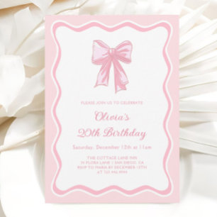 Invitation Coquette rose Bow fête d'anniversaire