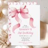 Invitation Coquette rose Bow fête d'anniversaire