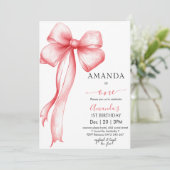 Invitation Coquette Rose Bow fille Anniversaire (Debout devant)