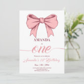 Invitation Coquette Rose Bow Girl Anniversaire (Debout devant)