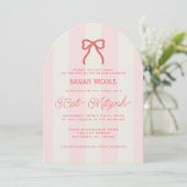 Invitation Coquette Rose Bow & Stripes Bat Mitzvah (Debout devant)