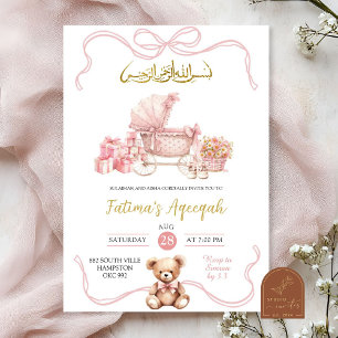 Invitation Coquette rose Carriage Baby shower de fille islami