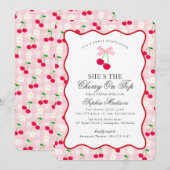 Invitation Coquette rose cerise En vichy Fête des mariées (Devant / Derrière)