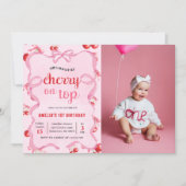 Invitation Coquette rose cerise sur le dessus Anniversaire ph (Devant)