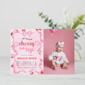 Invitation Coquette rose cerise sur le dessus Anniversaire ph (Debout devant)