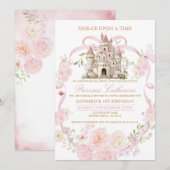 Invitation Coquette Rose Château Premier Anniversa (Devant / Derrière)