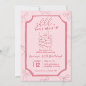 Invitation Coquette Rose Coeur gâteau Surprise Anniversaire F (Devant)